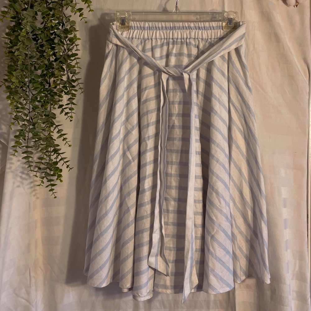 blue & white striped skirt